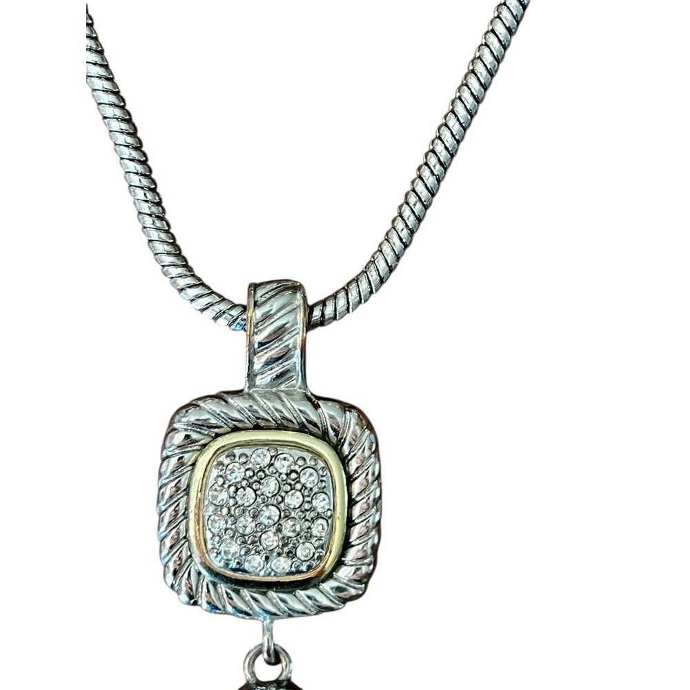 Alfani Silver-Tone Tassel Pendant Necklace With Rhinestones - Picture 3 of 10